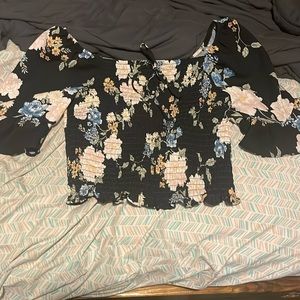Floral half sleeve crop top